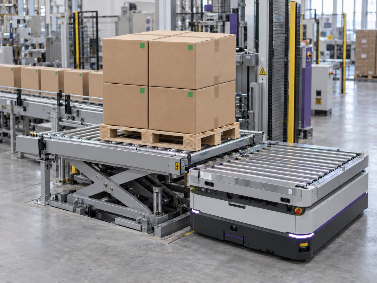 Pallet built and delivered with no hands