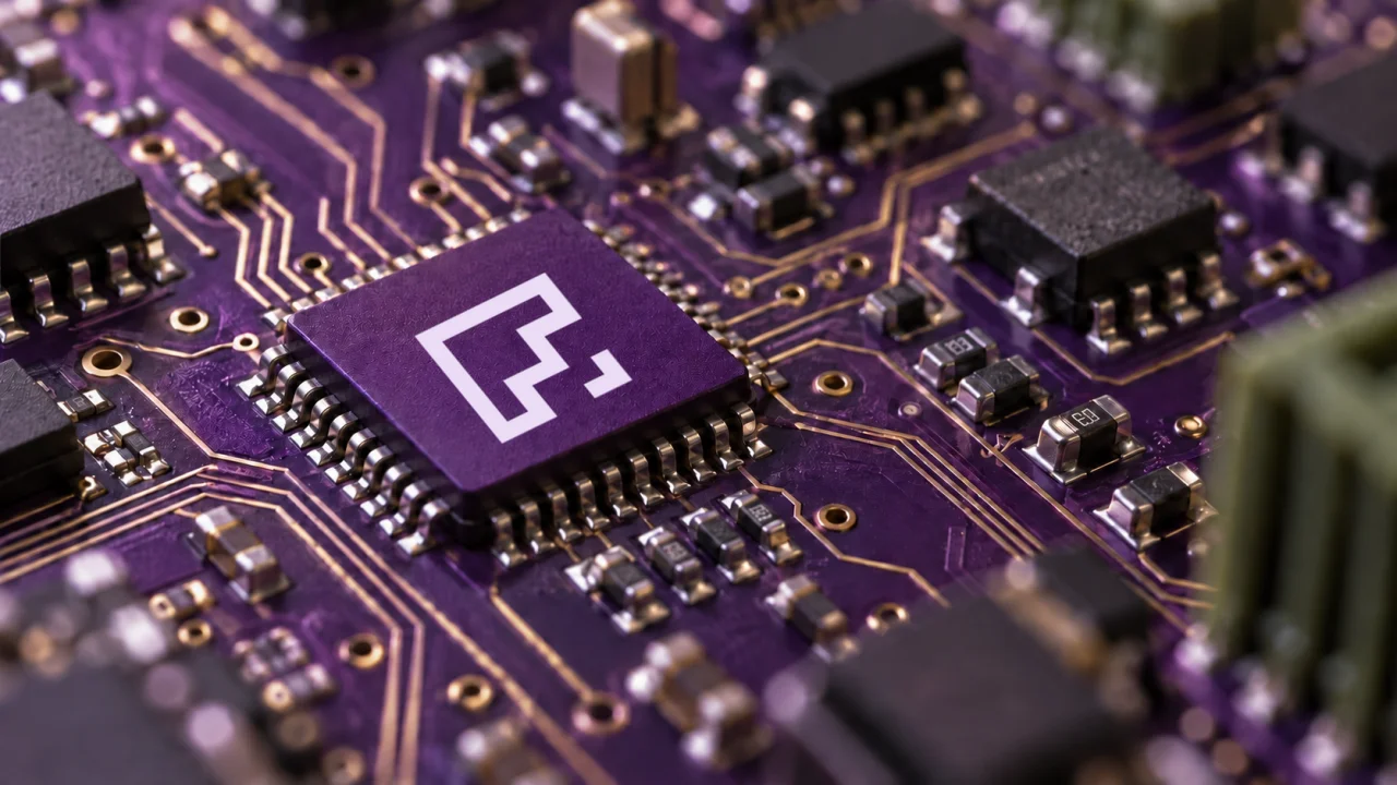 Detalle de una placa ficticia con el símbolo oficial Feralbyte